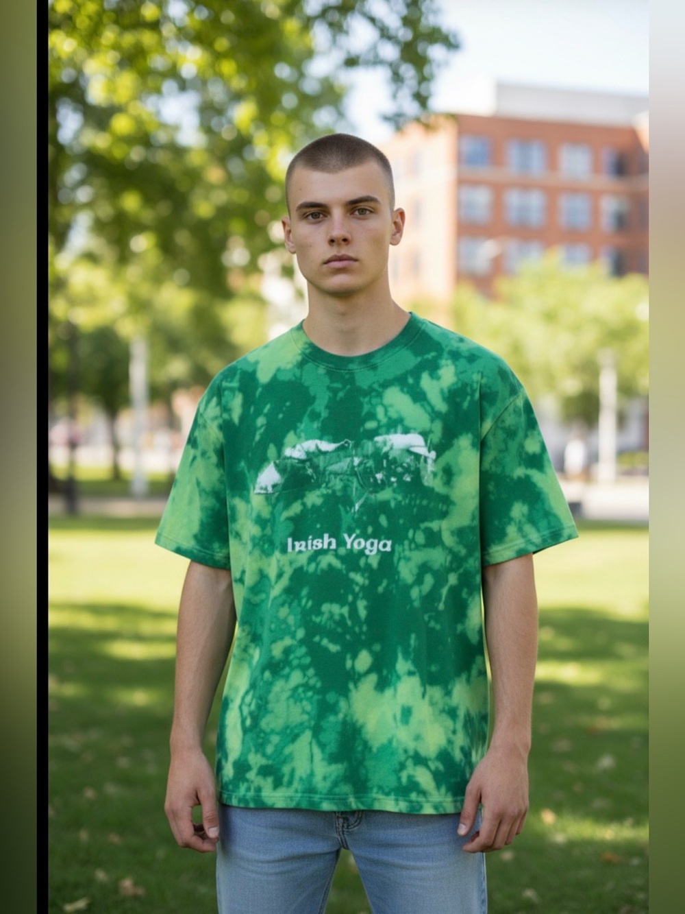 Upcycled Jailbird Designs Adult Large Tye Dye Novelty T Shirt Green Party Humor